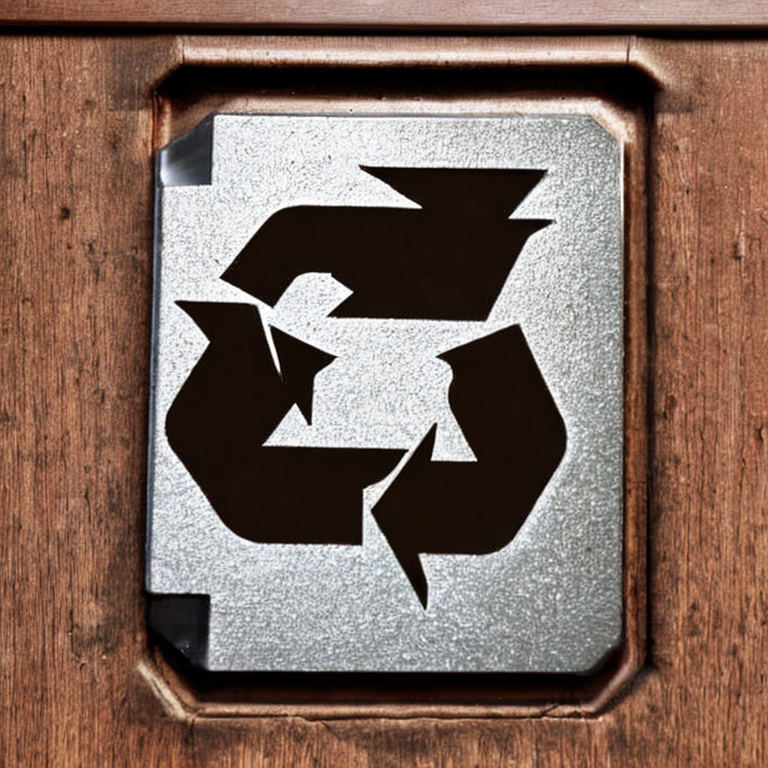 recycling symbol on door of safe