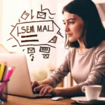 Woman sitting at desk typing on laptop