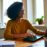 Woman updating her passwords on laptop for added security